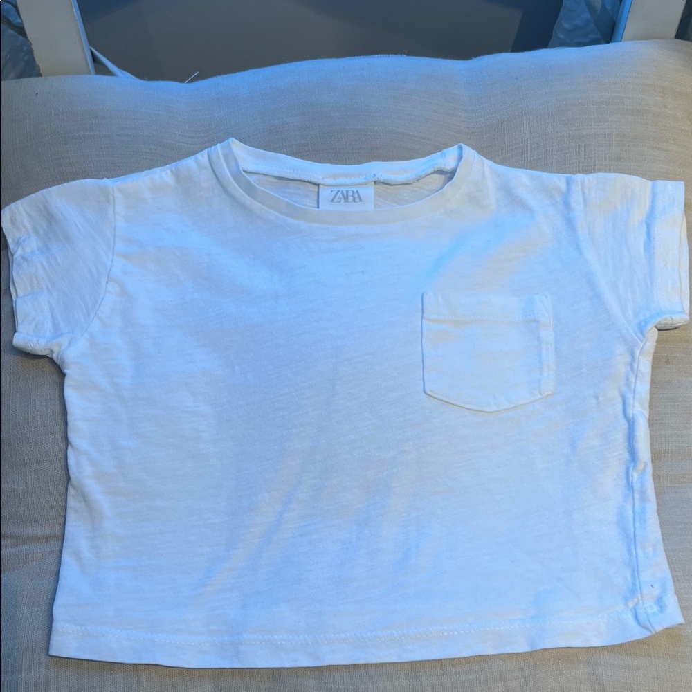 Zara Kids Soft White Tee with Pocket